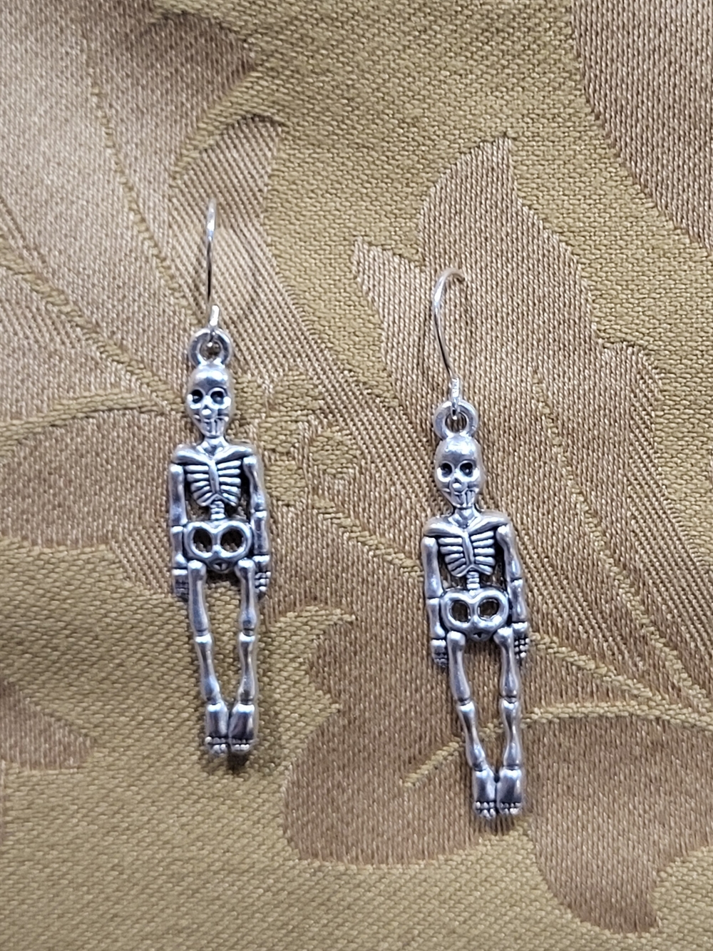 Silver Skeleton Dangle Hook Earrings